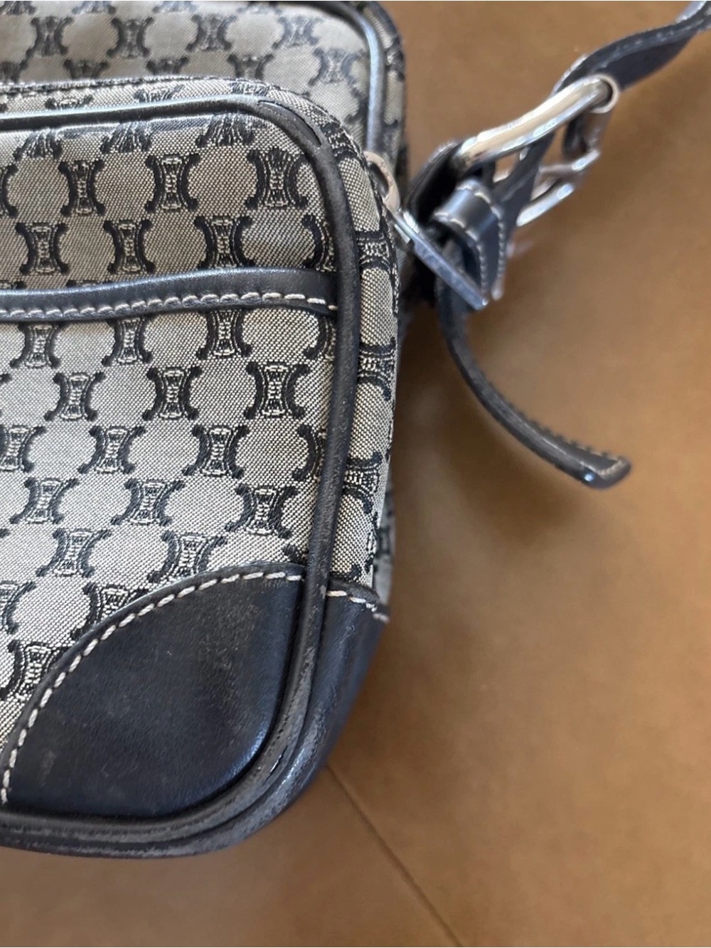 Vintage Celine Triomphe Patterned Canvas And BlueLeather Crossbody/shoulder bag - Picture 13 of 16